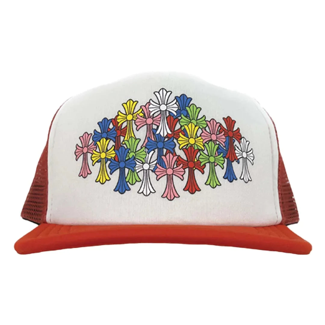 Chrome Hearts Multi Color Crosses Trucker Hat Red/White