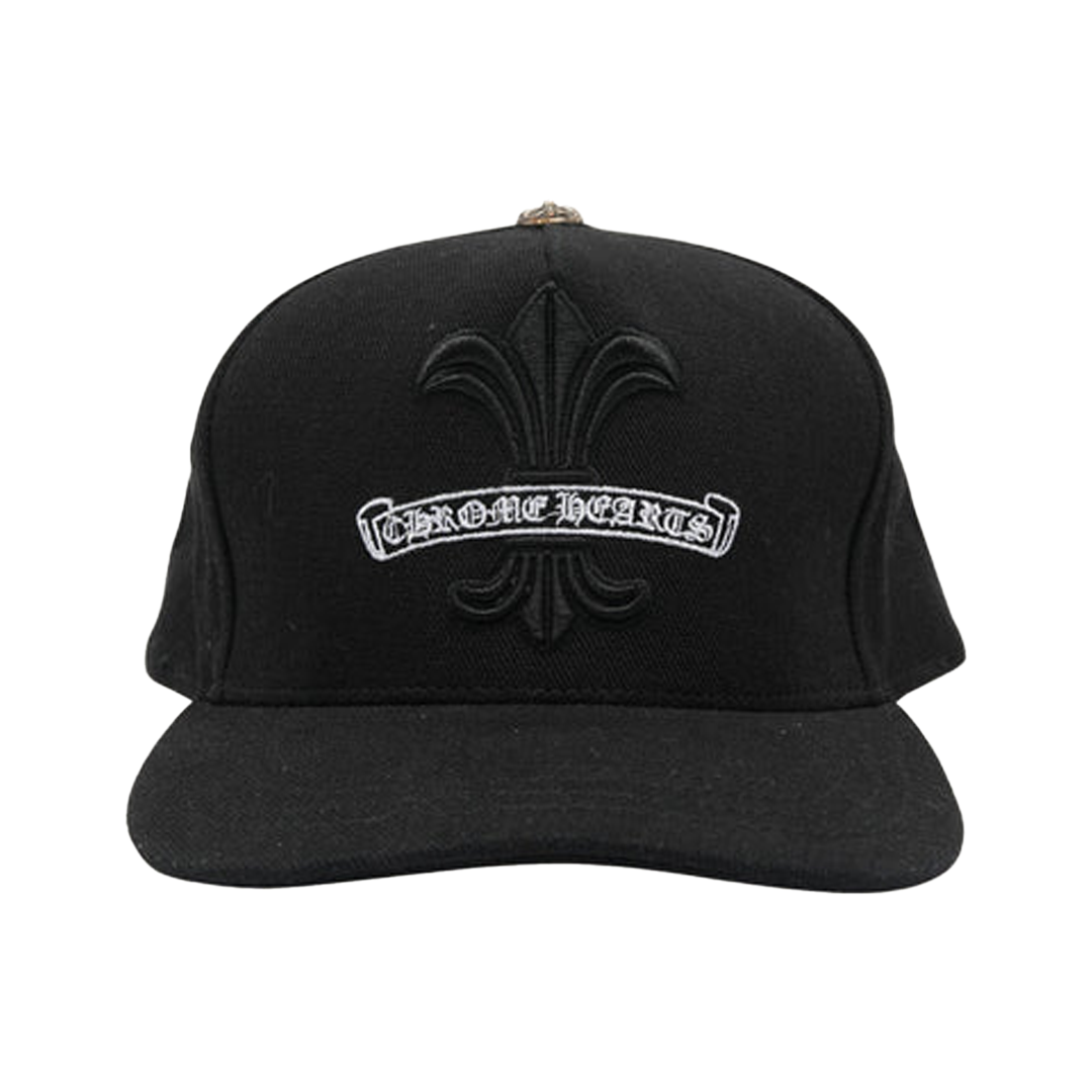 Chrome Hearts Black Scroll Fleur Logo Snapback Hat