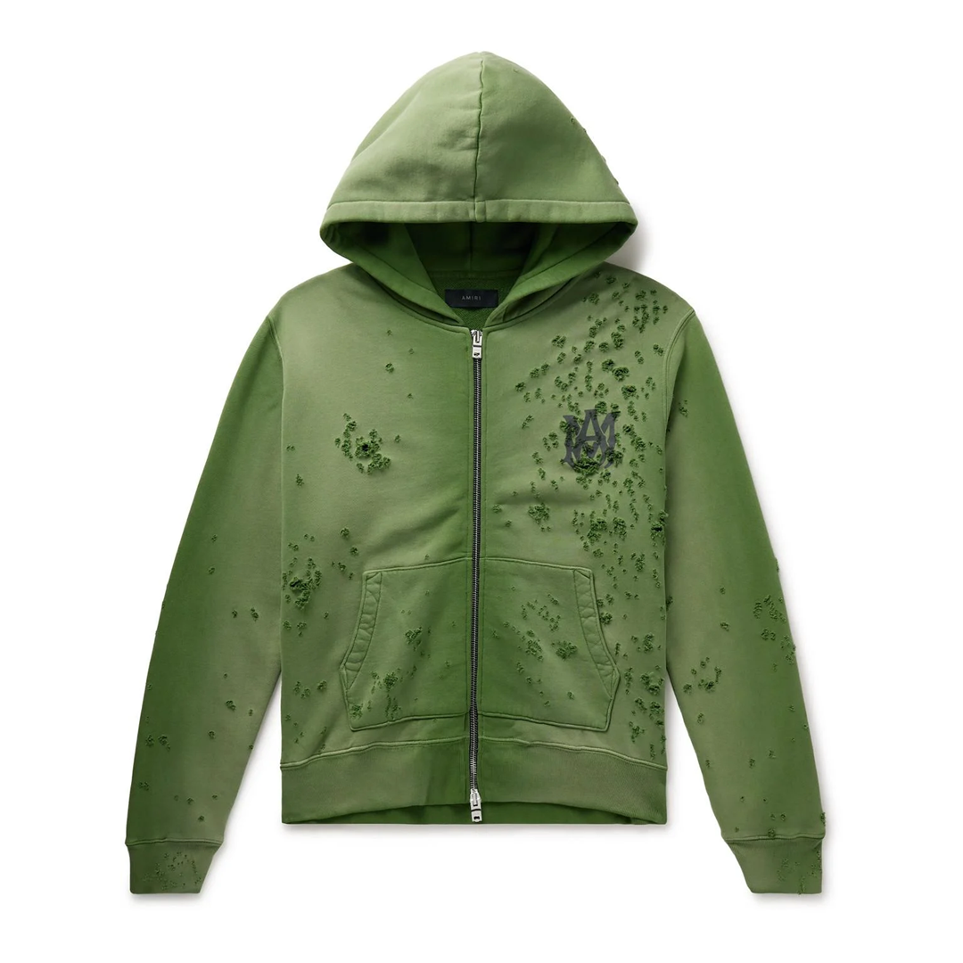 Amiri MA Logo Shotgun Hoodie Green