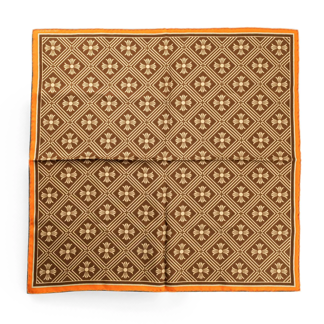 Chrome Hearts CH+ Orange & Brown Silk Scarf