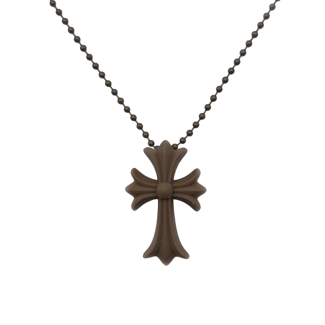 Chrome Hearts Silichrome Cross Necklace Brown | Kenshi