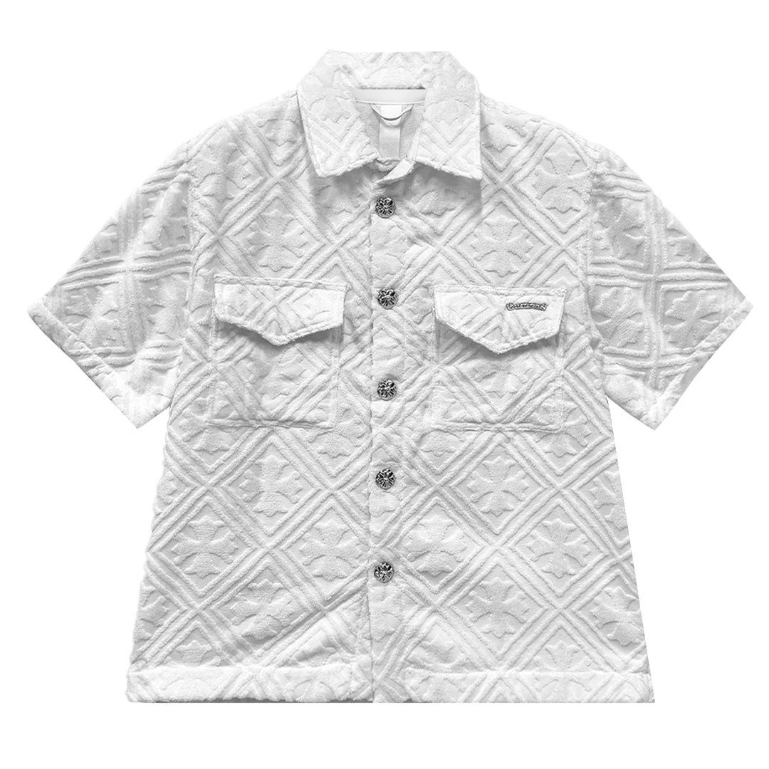 Chrome Hearts Terry Cloth Short Sleeve Shirt White