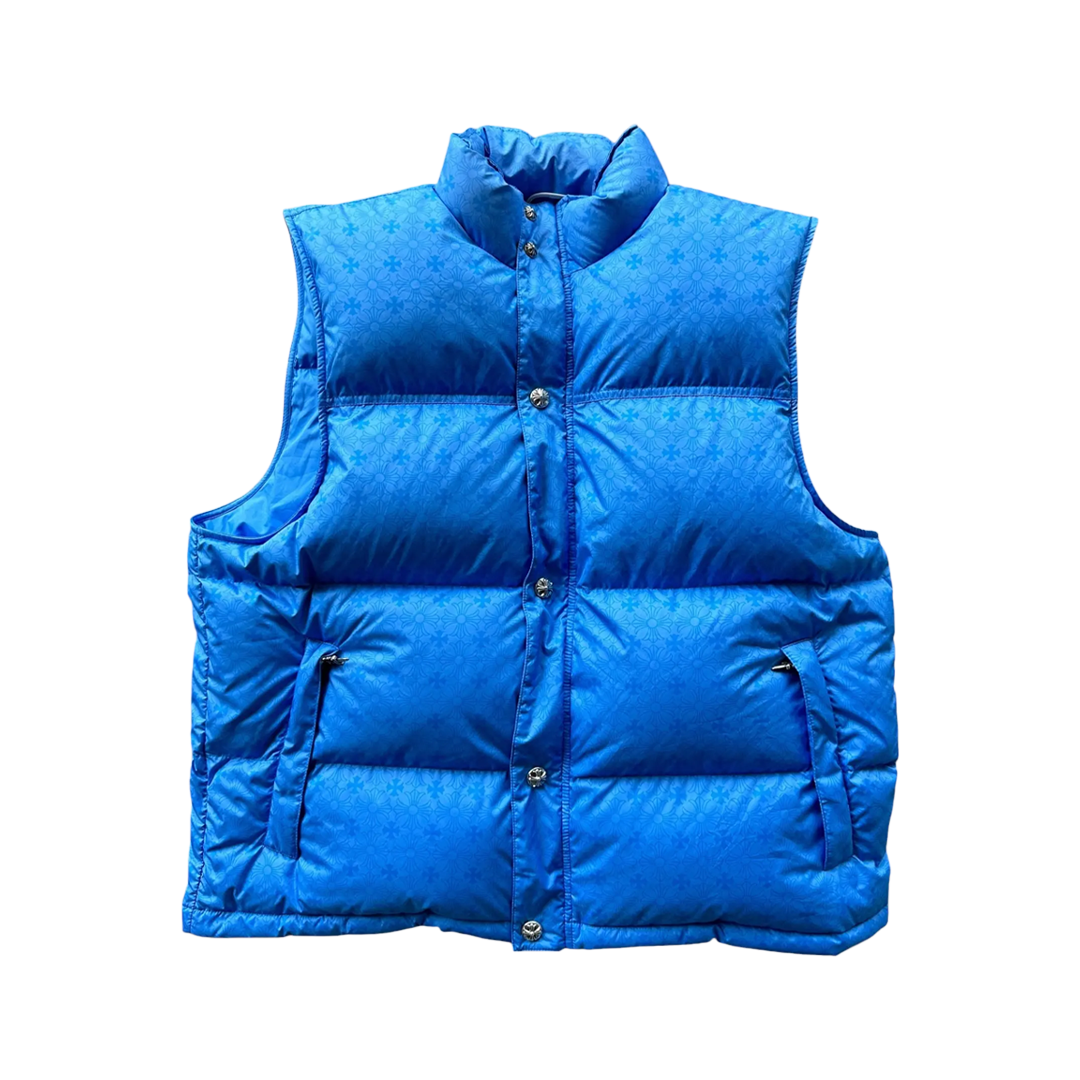 【超希少】CHROME HEARTS Flare Knee Down Vest Chrome Hearts Monogram Puffer Vest Blue | Kenshi