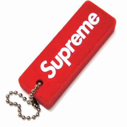 Supreme Puffy Flocked Keychain Red