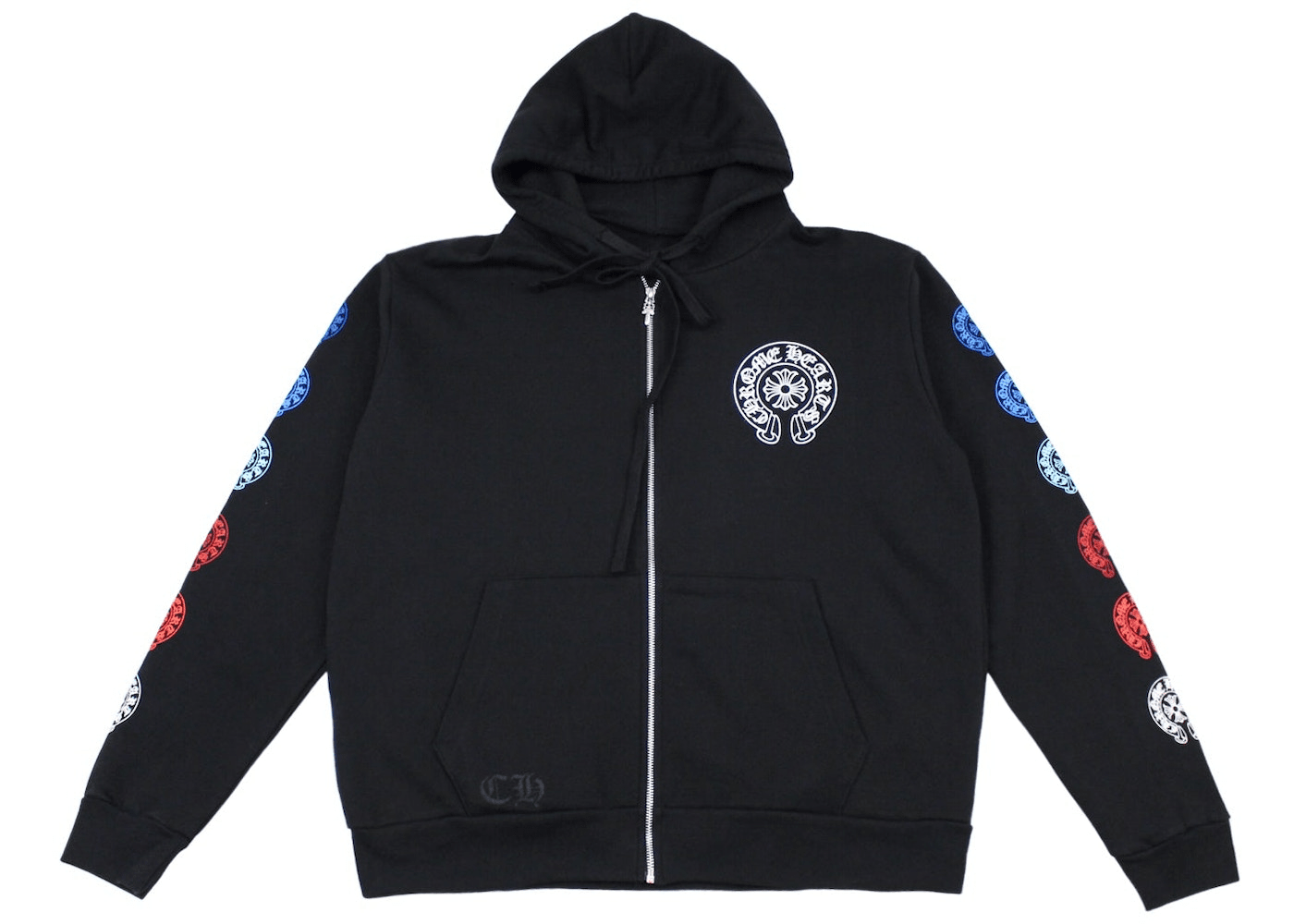 Chrome Hearts Multi color Horseshoe Logo Zip Up Hoodie Black