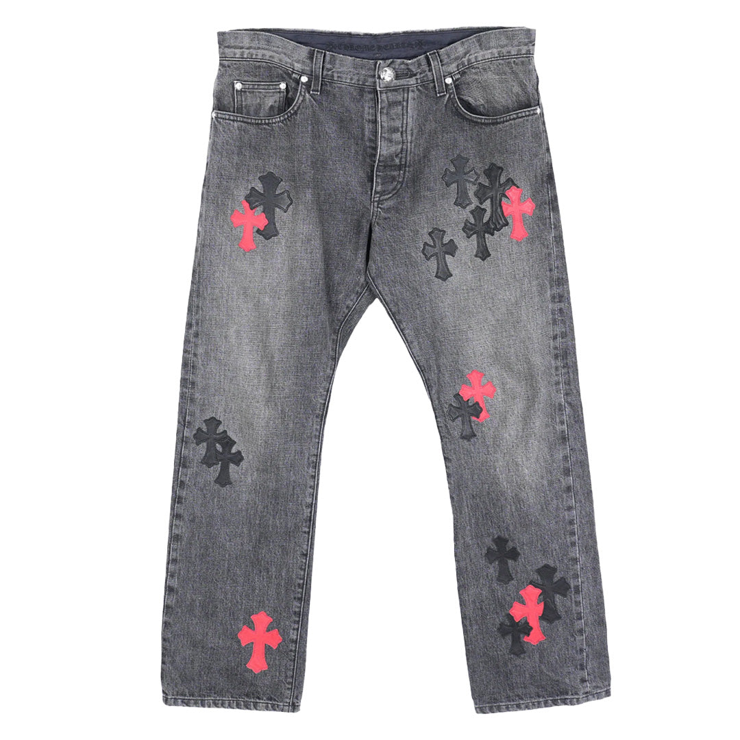 Chrome Hearts Drake CLB Denim Jeans Black Red