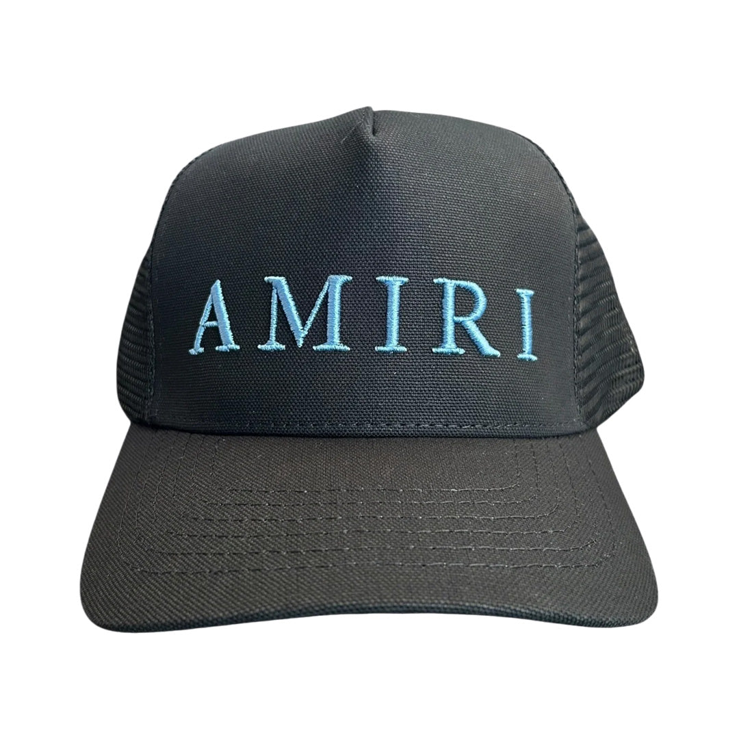 Amiri Classic Logo Trucker Hat Black Blue