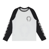 Chrome Hearts Black & White Horseshoe Neck Logo 3/4 Long Sleeve T-Shirt