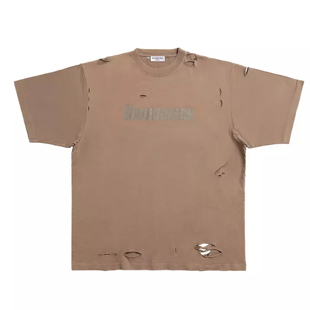 Balenciaga Caps Boxy Fit Vintage T-Shirt Light Brown
