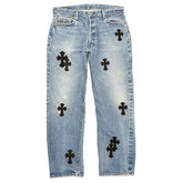 Chrome Hearts Levi's Red Tab 501 Patch Denim Jeans
