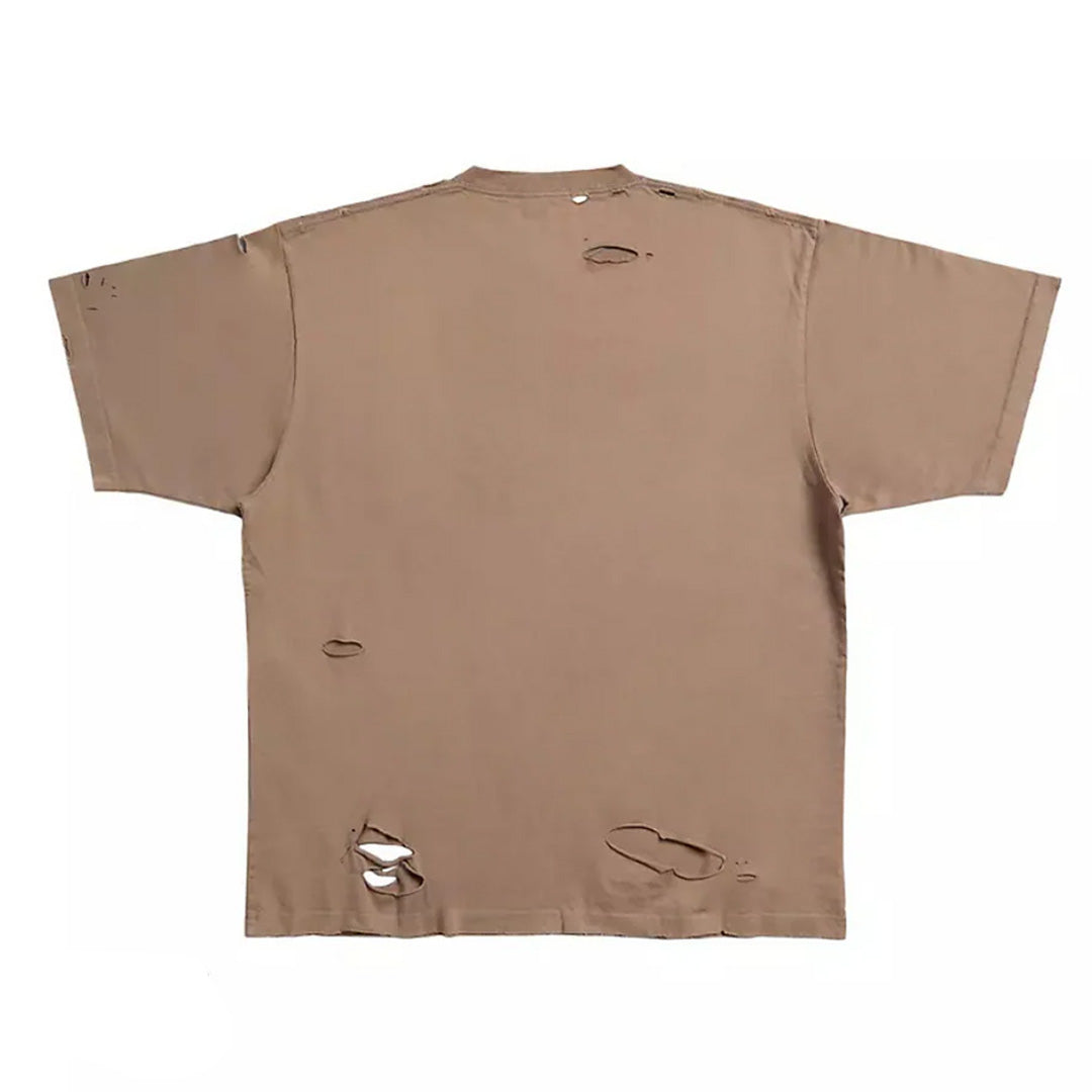 Balenciaga Caps Boxy Fit Vintage T-Shirt Light Brown