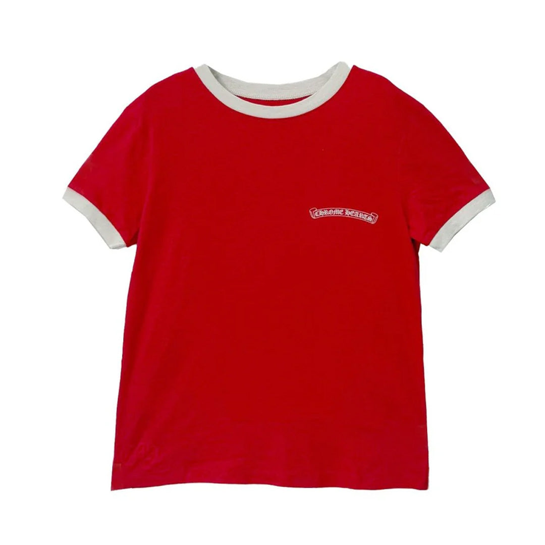 Chrome Hearts Red & White Horseshoe Logo T-Shirt (Womens)