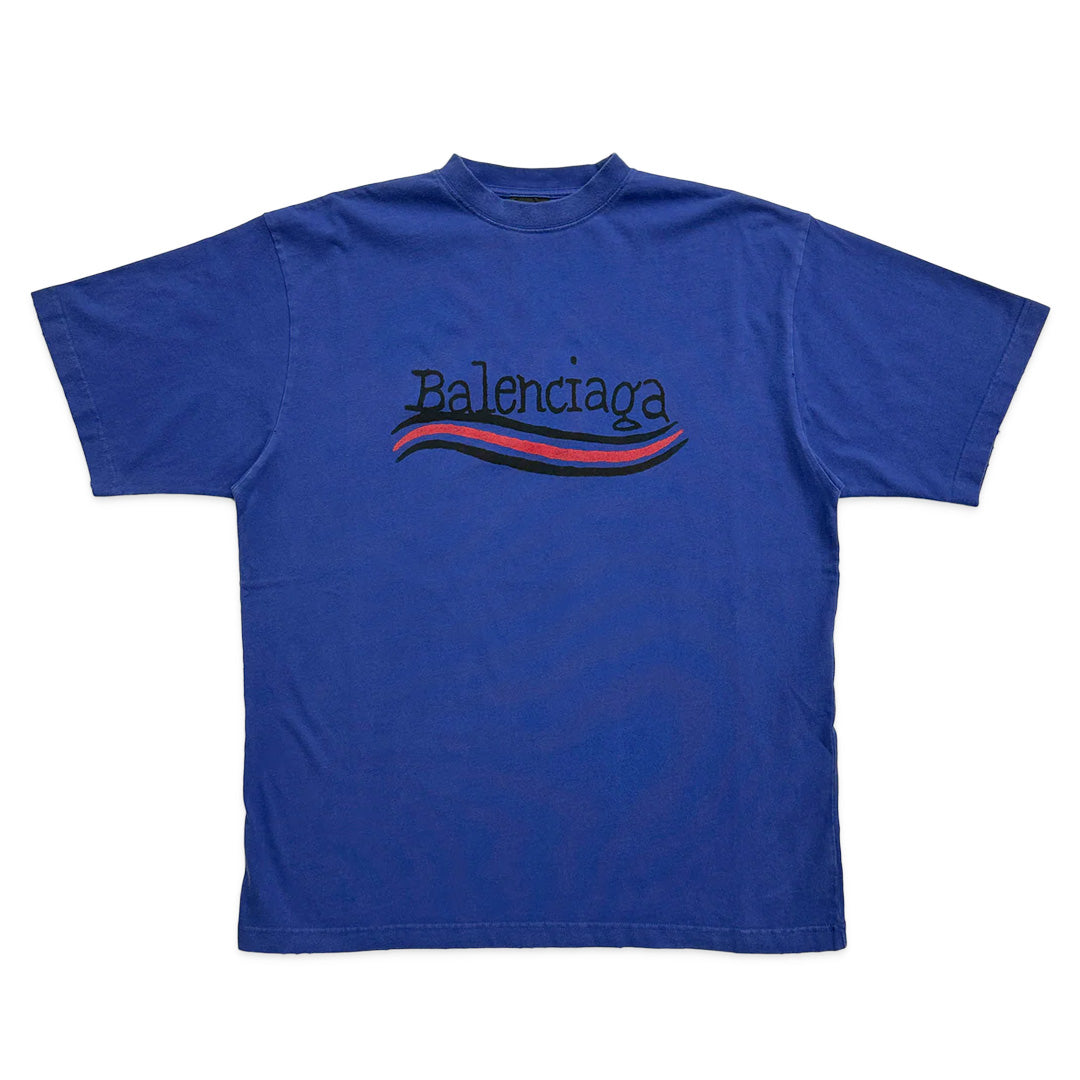 Balenciaga  Hand Drawn Political Campaign T-Shirt Blue