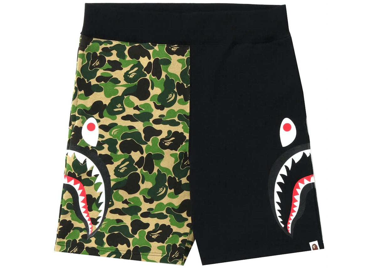 Bape ABC Camo Side Shark Sweat Shorts Green