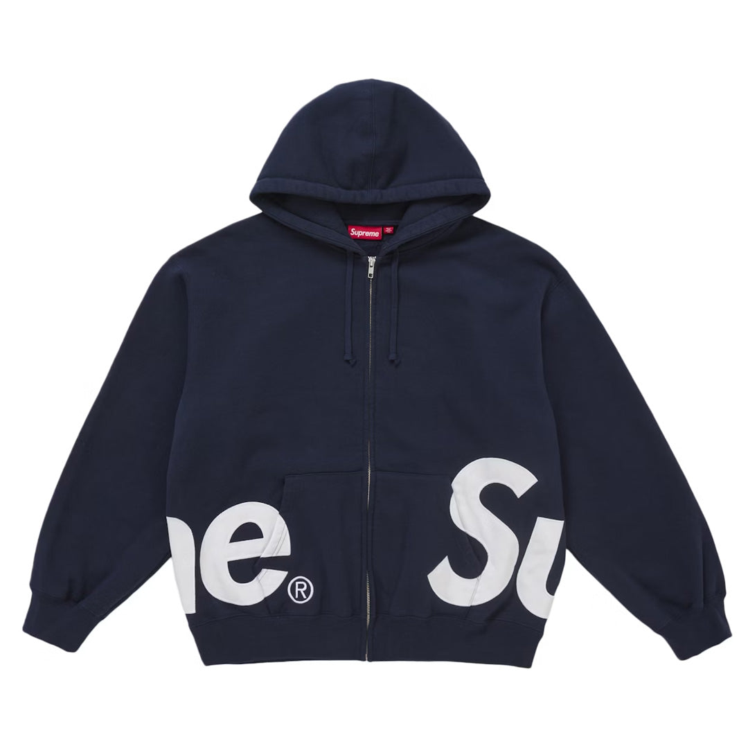 Supreme Big Logo Zip Up Hoodie Navy