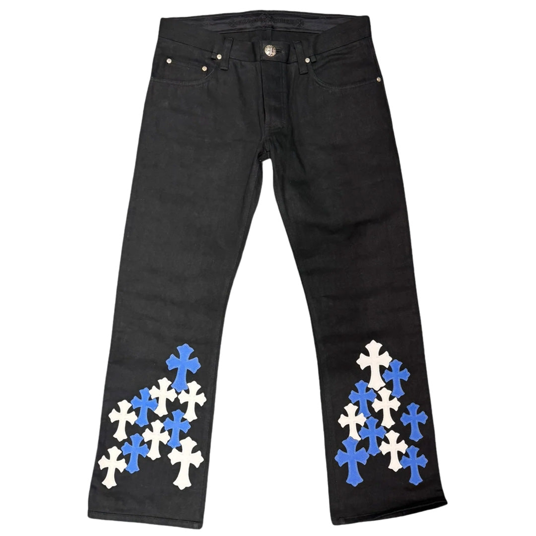 Chrome Hearts Cross Patch Pants Black Blue White | Kenshi
