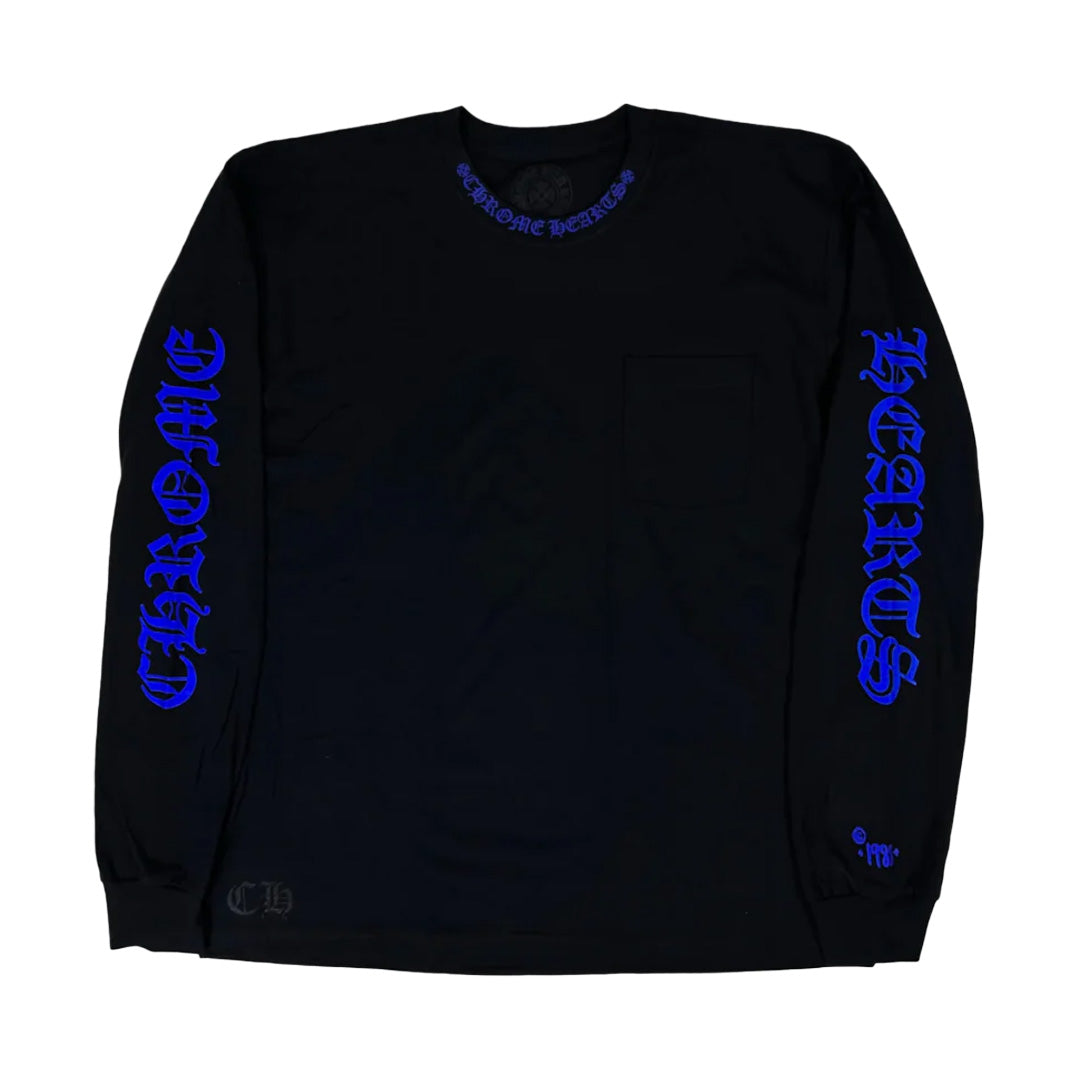 Chrome Hearts 1988 Blue Neck Logo Long Sleeve T-Shirt | Kenshi