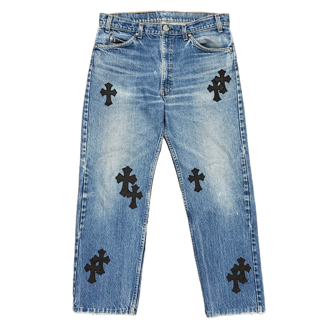 Chrome Hearts Levis Orange Tab 505 Cross Patch Jeans