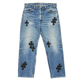 Chrome Hearts Levis Orange Tab 505 Cross Patch Jeans