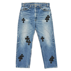 Chrome Hearts Levis Orange Tab 505 Cross Patch Jeans