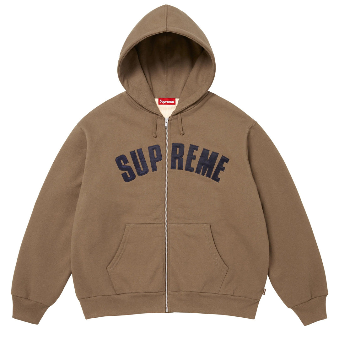 Supreme Arc Thermal Lined Zip Up Hoodie Brown