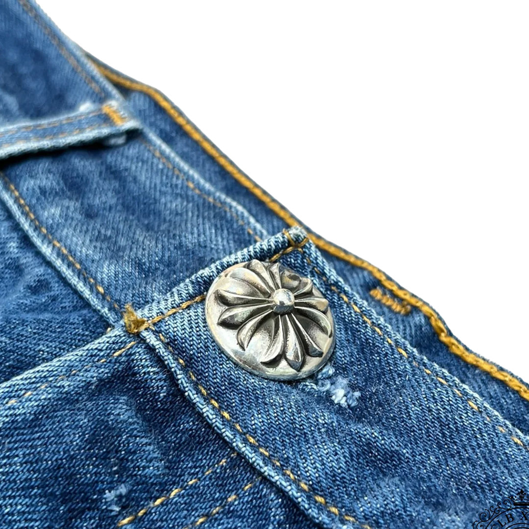 Chrome Hearts Levis 501 Cross Patch Pants Black Blue White