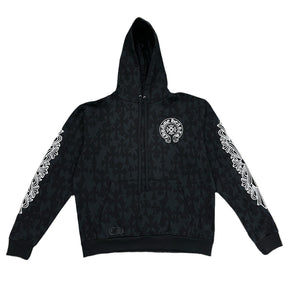 Chrome Hearts Cemetery Cross All Over Print Logo Hoodie Black