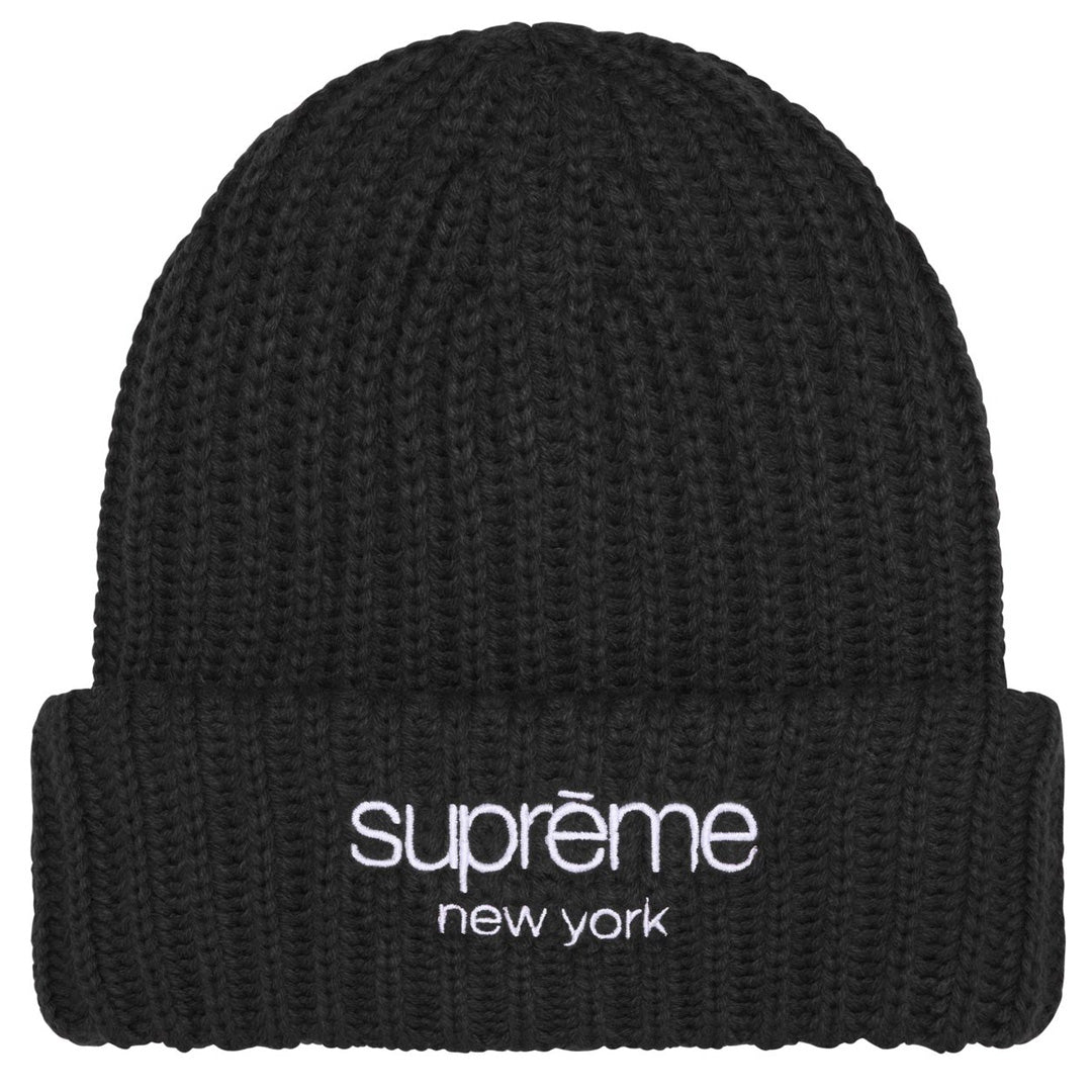 Supreme Classic Logo Chunky Ribbed Beanie Black