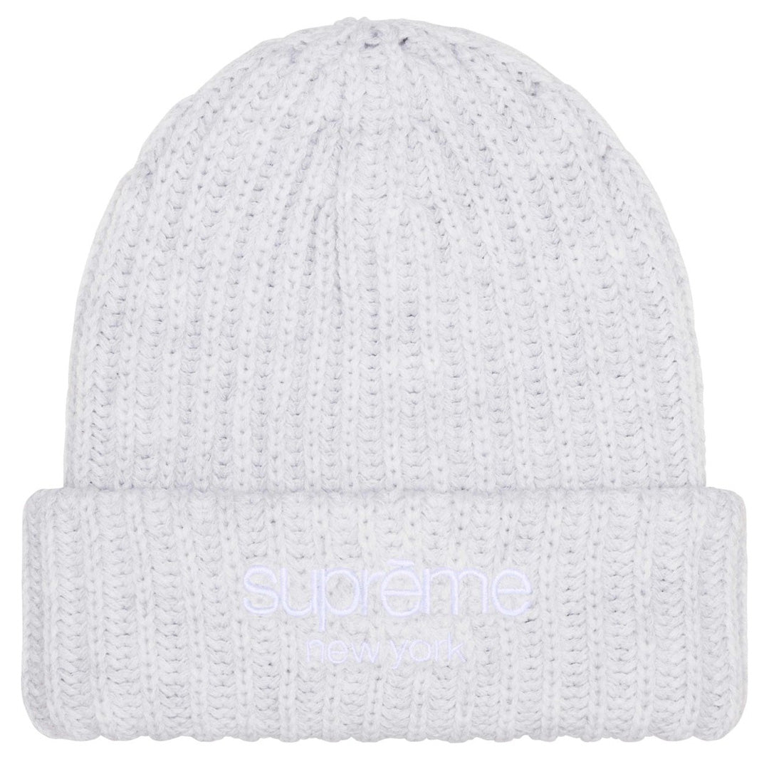 Supreme Classic Logo Chunky Ribbed Beanie Ash Grey