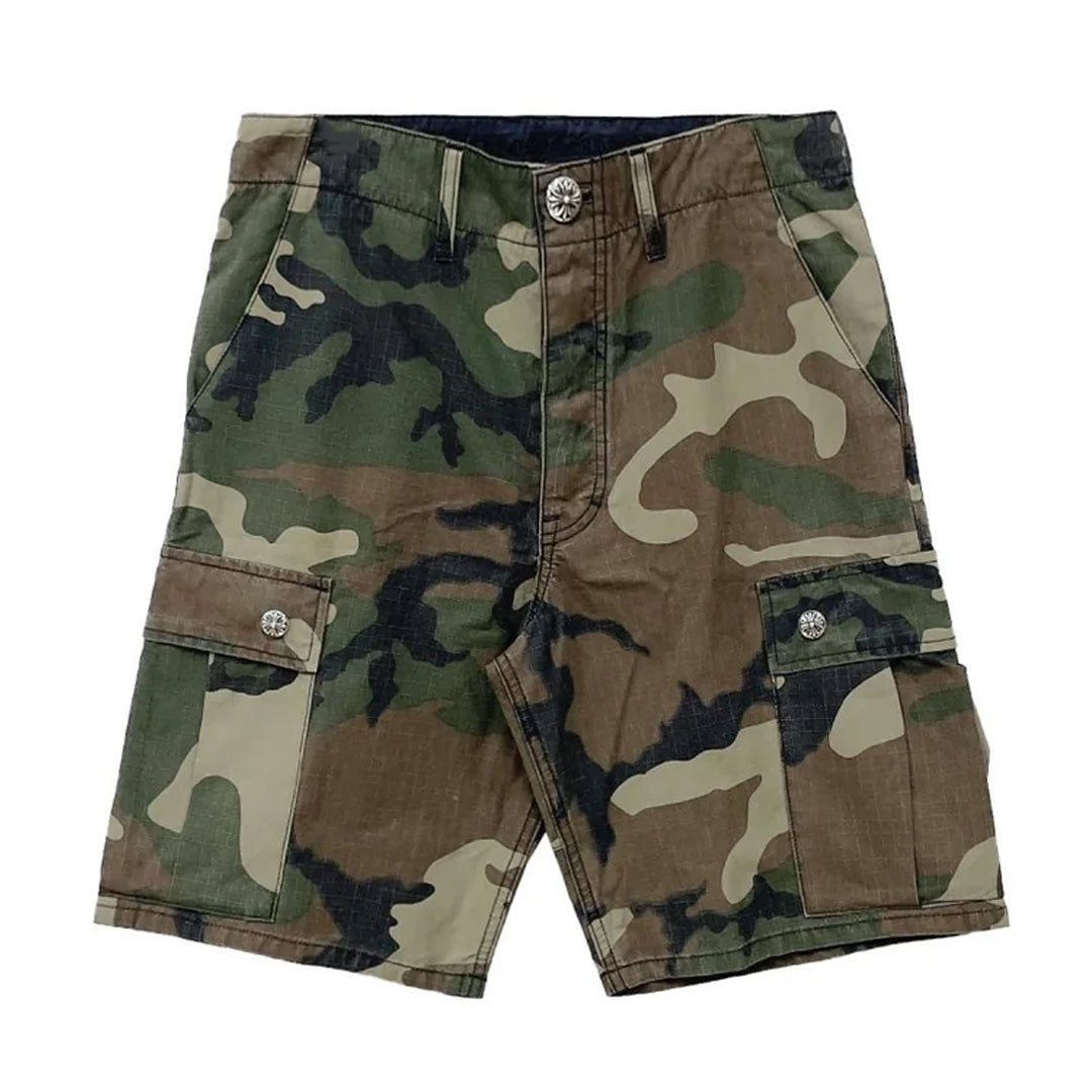 Chrome Hearts Black Patch Camo Cargo Shorts