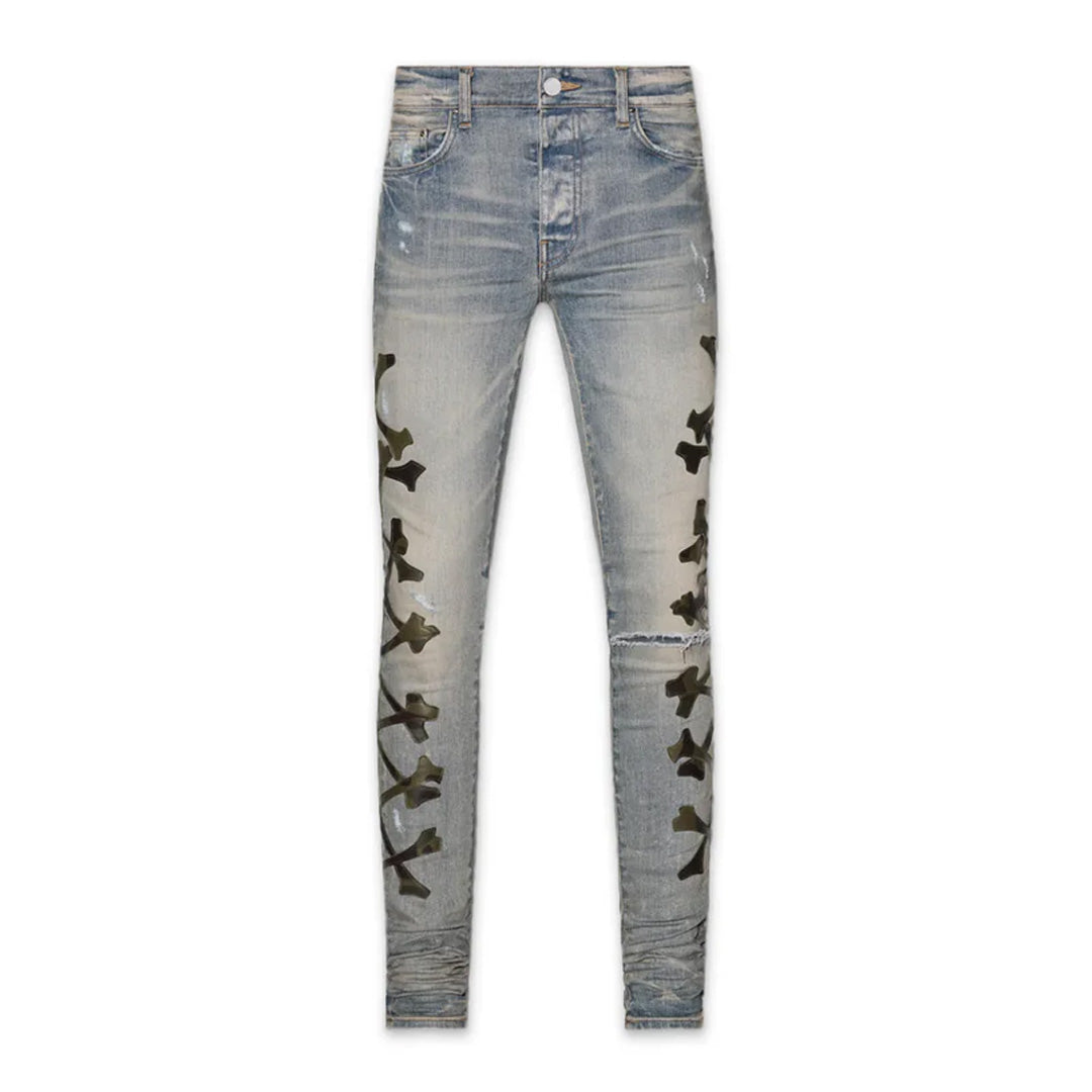 Amiri Camo Bones Jean Clay Indigo