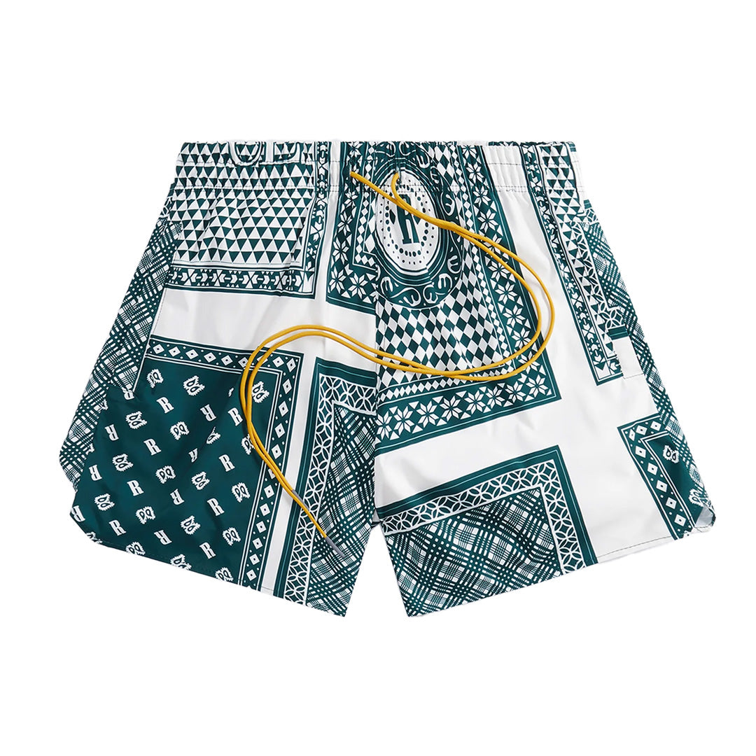 Rhude Card Print Swim Shorts Green