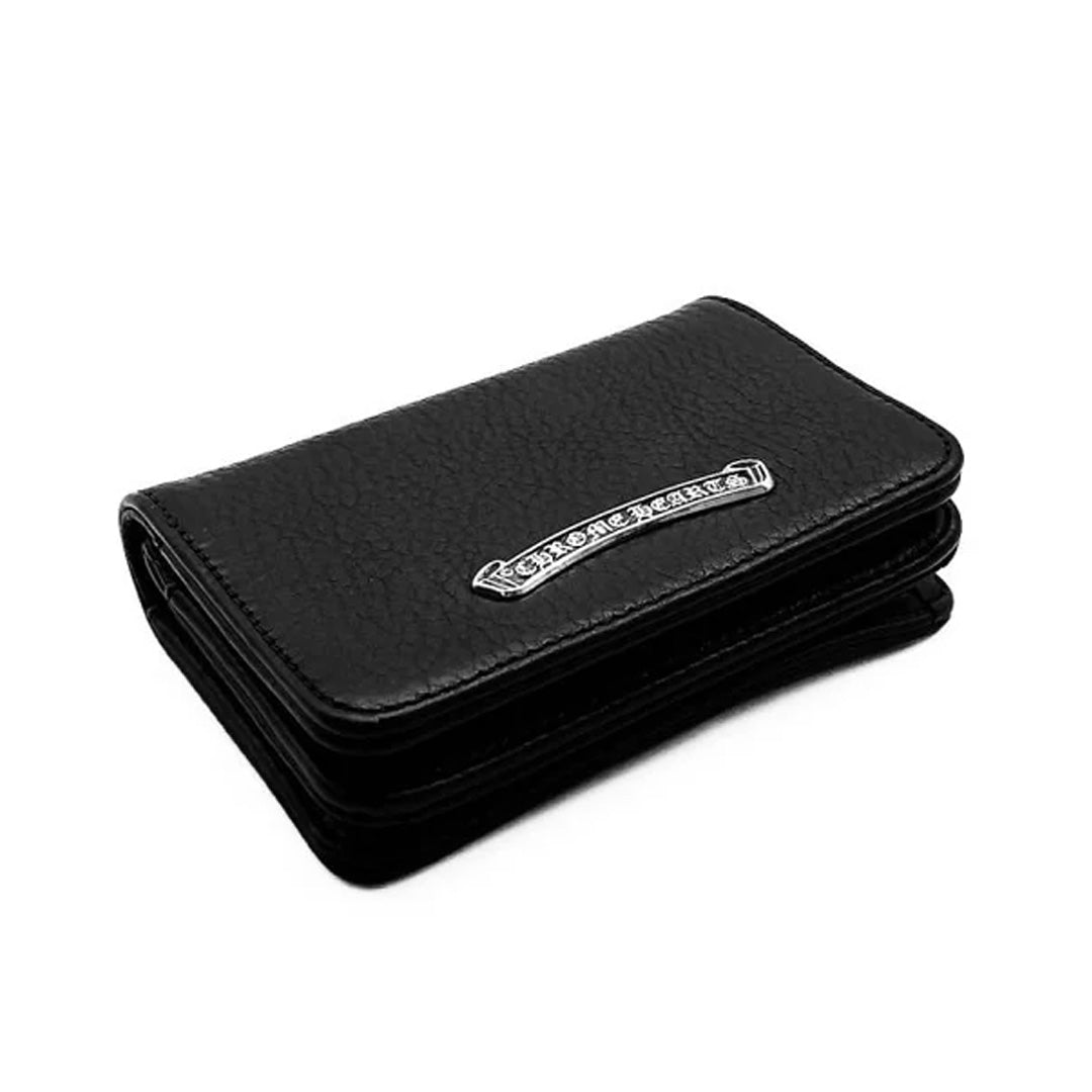 Chrome Hearts Scroll Leather Card Holder Black