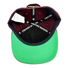 Chrome Hearts Embroidered CH Logo Baseball Hat Burgundy Gold
