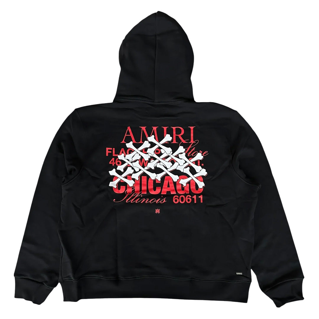 Amiri Chicago Exclusive Bones Hoodie Black Red