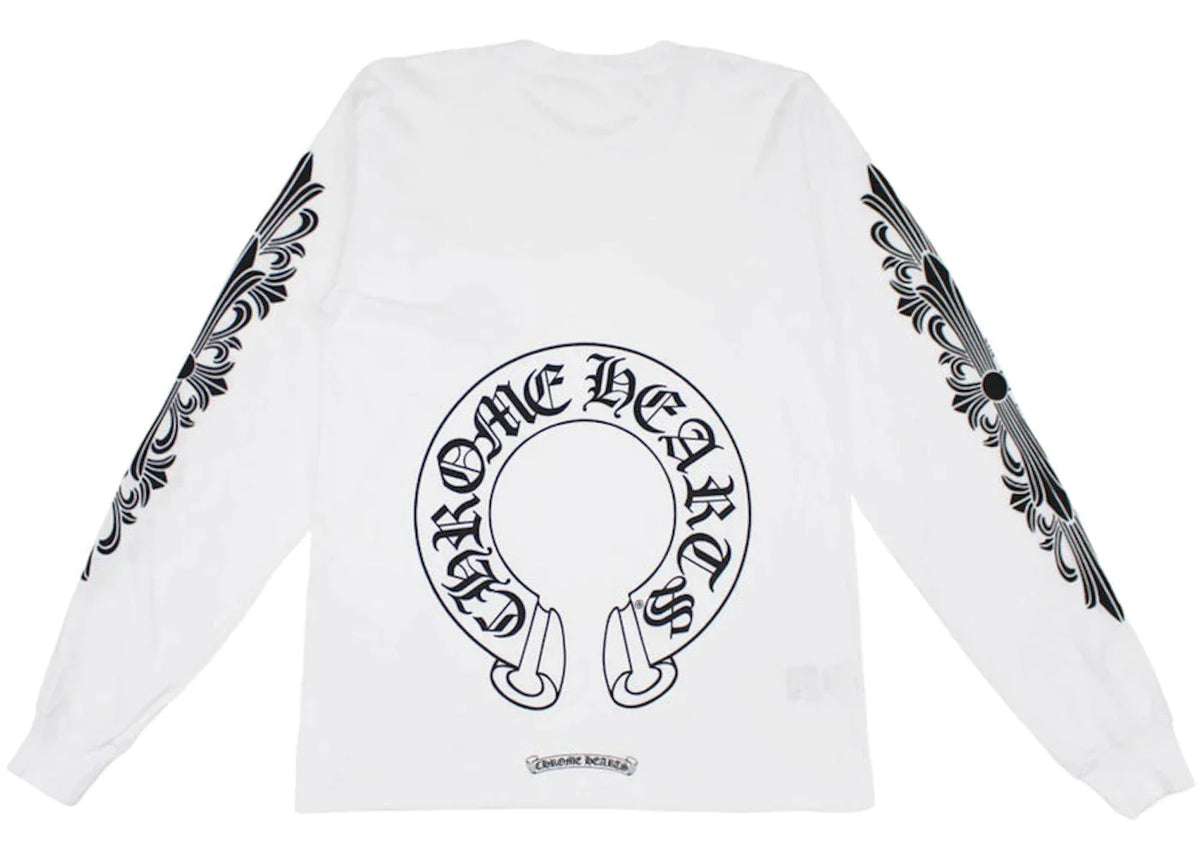 Chrome Hearts Floral Horseshoe Long Sleeve T-Shirt White