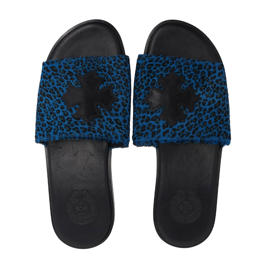 Chrome Hearts Plus Cross Patch Leopard Slides