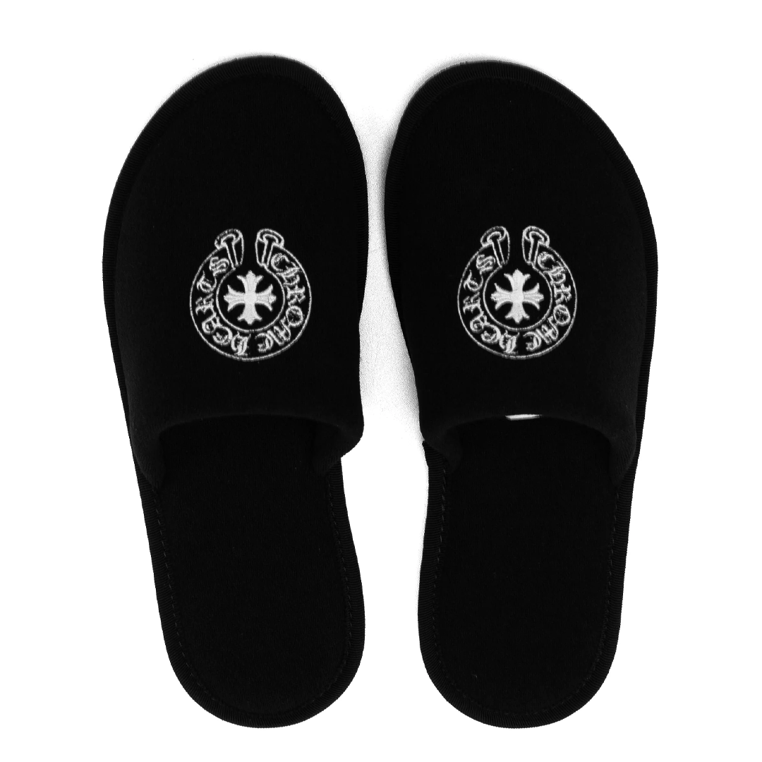 Chrome Hearts Horseshoe Hotel Slippers Black