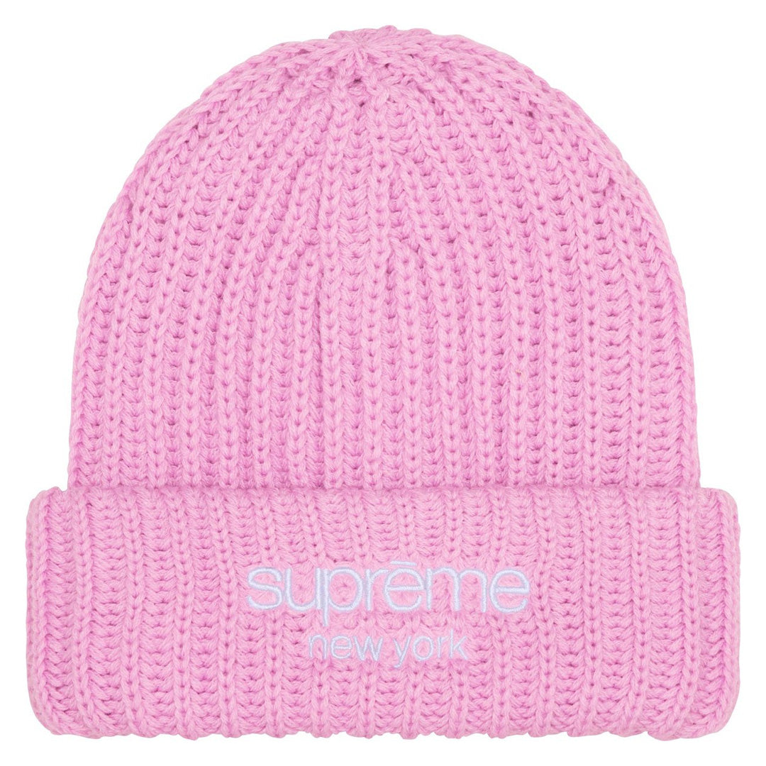 Supreme Classic Logo Chunky Ribbed Beanie Pink