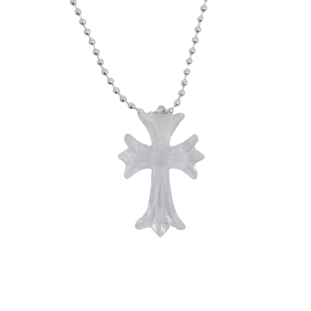 Chrome Hearts Silichrome Cross Necklace Clear