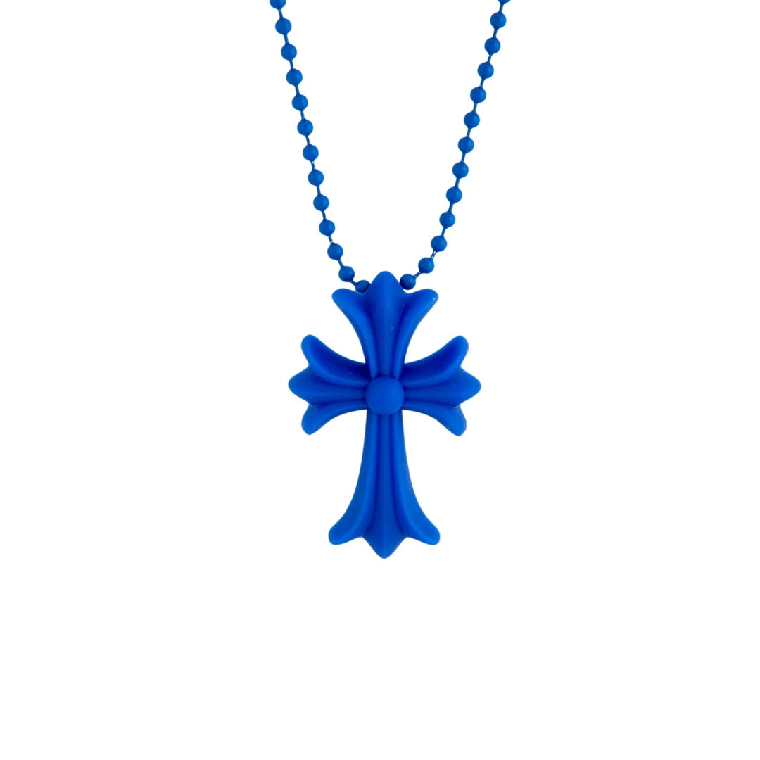 Chrome Hearts Silichrome Cross Necklace Blue