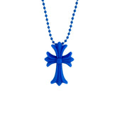 Chrome Hearts Silichrome Cross Necklace Blue