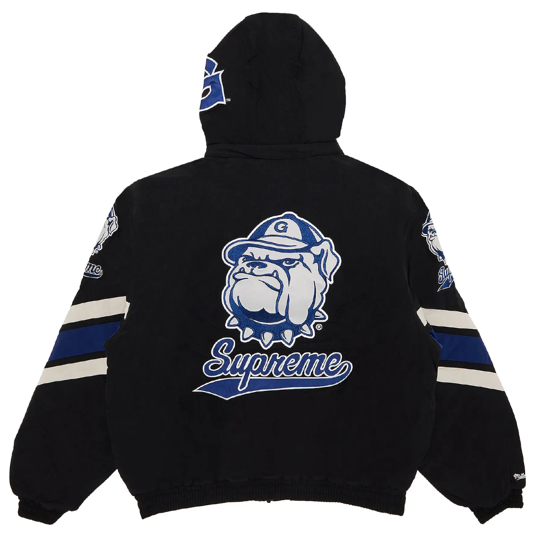 Supreme x Mitchell & Ness NCAA Hooded Stadium Jacket Black