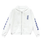 Chrome Hearts Vertical Logo Zip Up Hoodie White Blue