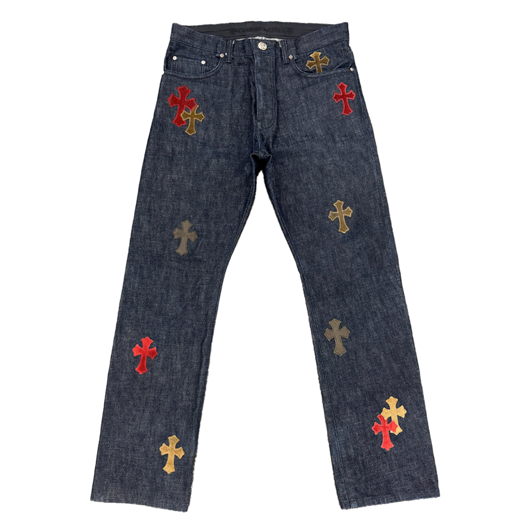 Chrome Hearts Selvedge Denim Cross Patch Jeans