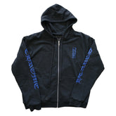 Chrome Hearts Vertical Logo Zip Up Thermal Hoodie Black Blue