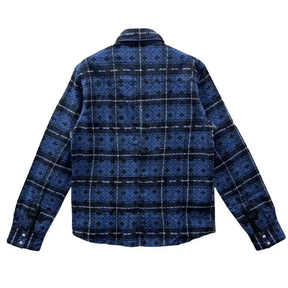 Chrome Hearts Loose End Monogram Flannel Shirt Blue