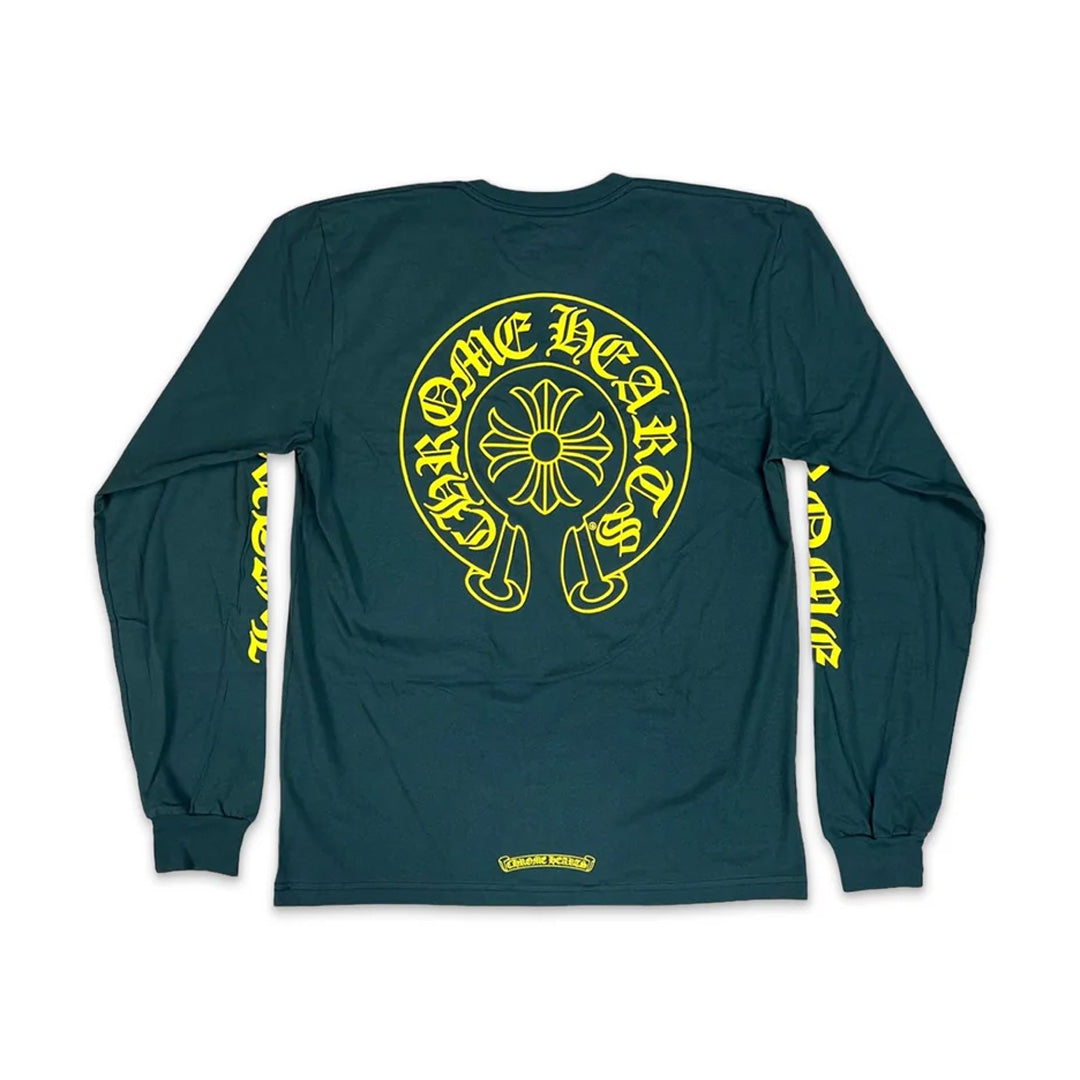 Chrome Hearts Horseshoe Long Sleeve T-Shirt Green/Yellow