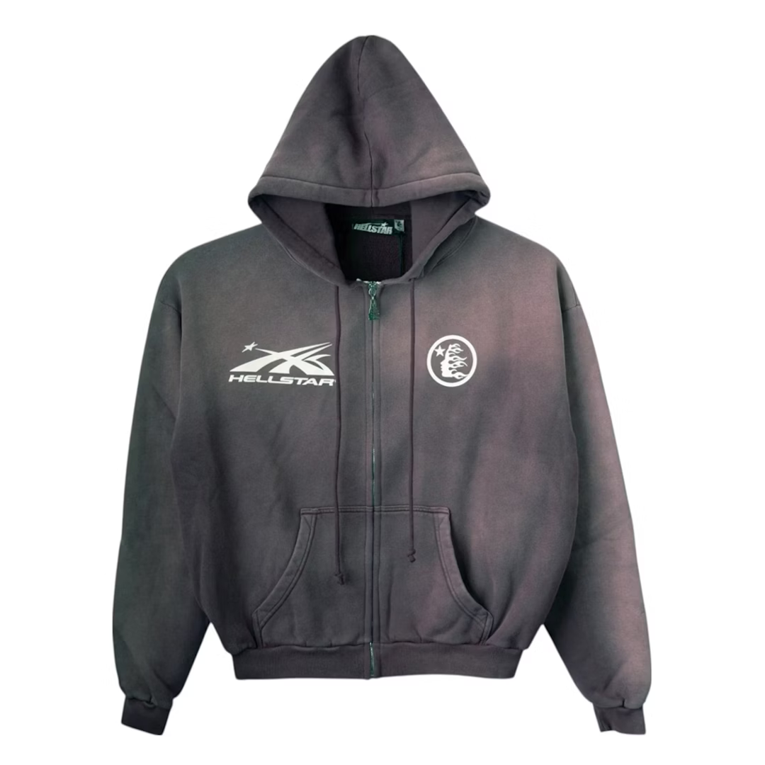 Hellstar Sports Zip Up Hoodie Grey