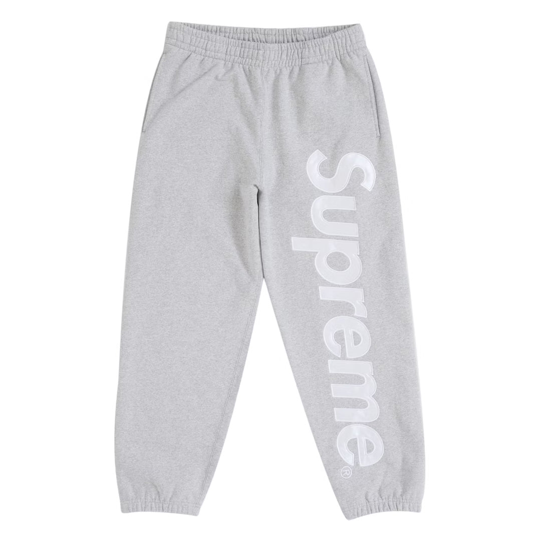 Supreme Satin Appliqué Sweatpants Heather Grey